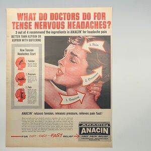 Vintage Anacin Headache Relief Advertisement from “Look Magazine Oct 25, 1960